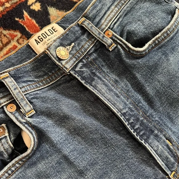 AGOLDE Nico High Rise Stretch slim blue denim jeans 27 - Picture 3 of 9